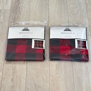NWT Set of 2 Merchant 31 Buffalo Check Plaid Pillow Covers 18"x18" Red Black